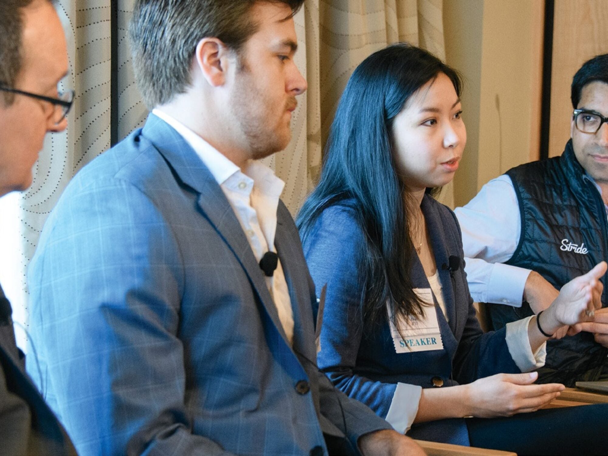 Rev. Mark Bosco, S.J., vice president for mission and ministry, moderated a panel discussion, The Future of Tech, in innovation hub Seattle at the 2018 John Carroll Weekend. Panelists included Douglas Buffone (F'11), director of business development, Skydance Media, Melissa Chan (B'13), business development manager, Microsoft, and Jamil Poonja (C'12), head of corporate development and government relations, Stride Health.